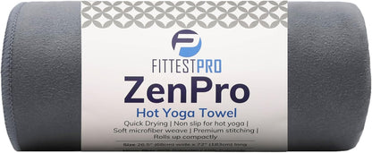 Fittest Pro Non-Slip Hot Yoga Towel with Super-Absorbent Soft Suede Microfiber in Many Colors, for Bikram Pilates and Yoga Mats. (72.00 x 26.50) Frosted Blue