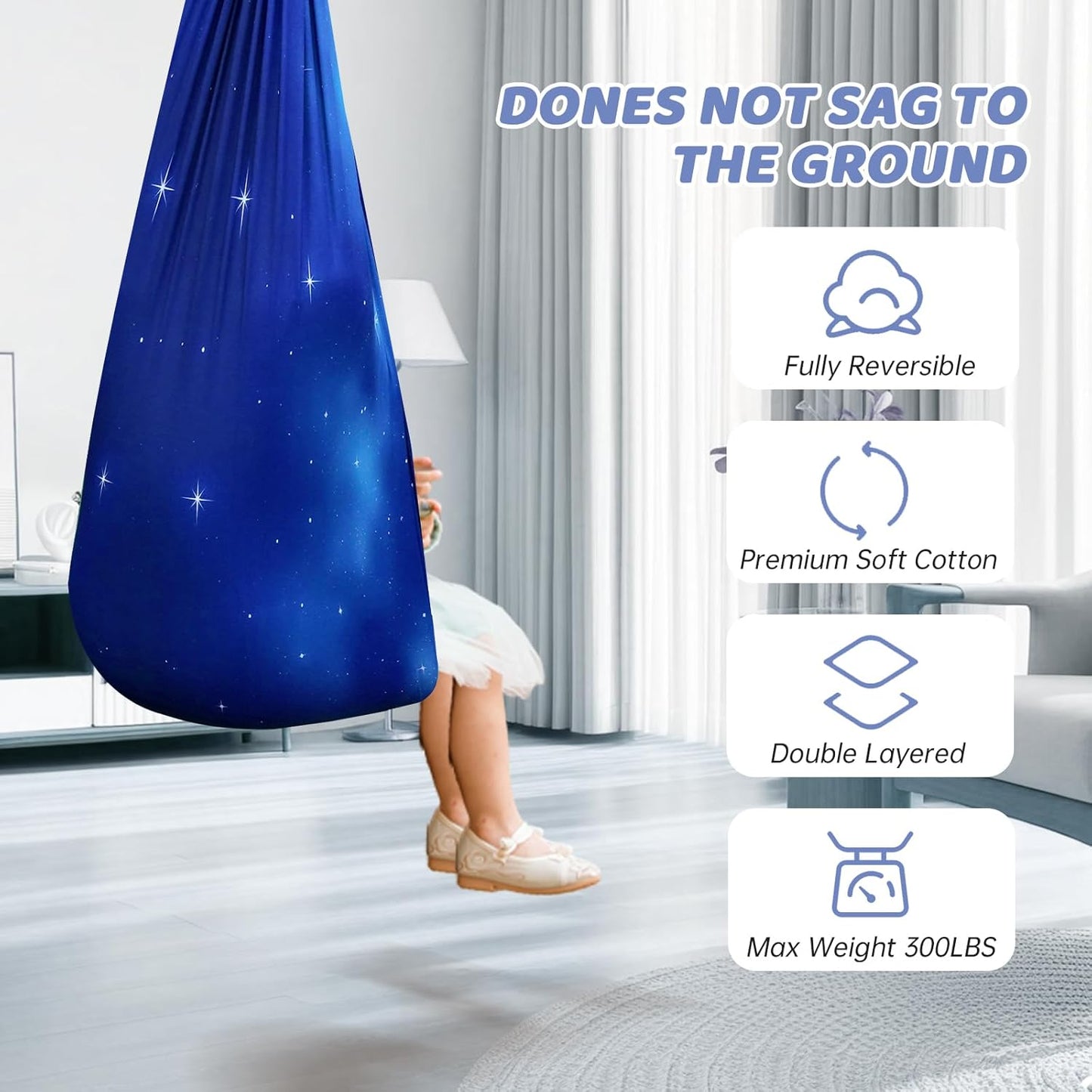 Aokitec Therapy Swing for Kids with Special Needs (Hardware Included) Snuggle Swing Cuddle Hammock Indoor Adjustable Aerial Yoga for Children with Autism, ADHD, Asperger, Sensory Integration