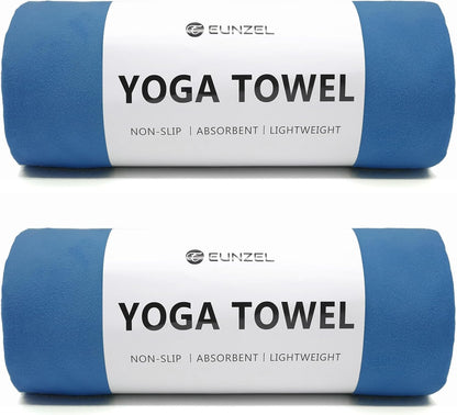 Eunzel Hot Yoga Towel Non Slip Yoga Mat Towel Non-Slip Sweat Absorbent Towel for Hot Yoga, Pilates and Workout 72" x 26.5", Blue