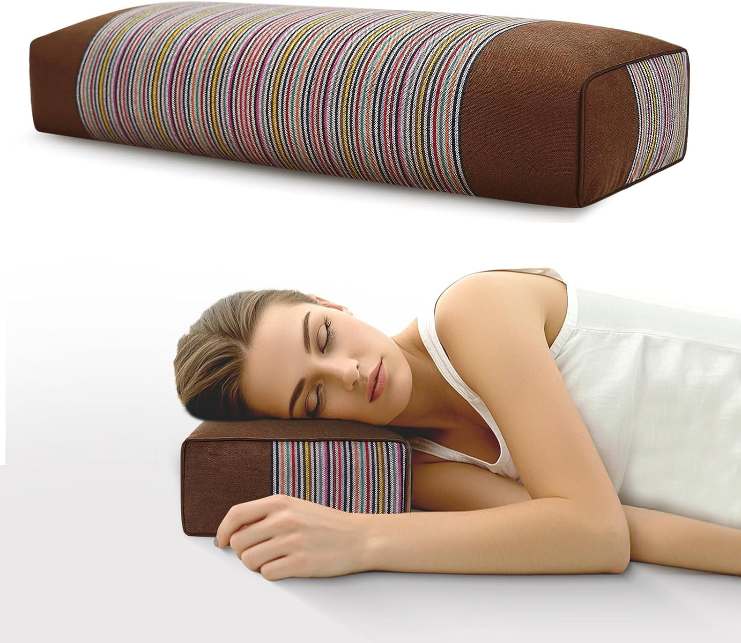 Adjustable Buckwheat Hull Pillow for Neck Pain Relief (21x8x4in) Natural Cooling Cervical Support Organic Pillow for Side & Back Sleepers with Night Sweats (Grey)