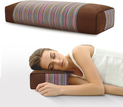 Adjustable Buckwheat Hull Pillow for Neck Pain Relief (21x8x4in) Natural Cooling Cervical Support Organic Pillow for Side & Back Sleepers with Night Sweats (Grey)