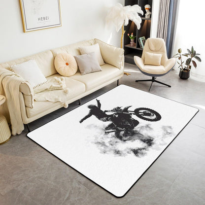 Feelyou Dirt Bike Area Rug 3x5 Kids Extreme Sports Green Honeycomb Living Room Rugs for Bedroom Boys Girls Teens Racing Motocross Rider Decorative Carpet Rug Non-Slip Motorcycle Indoor Floor Mat