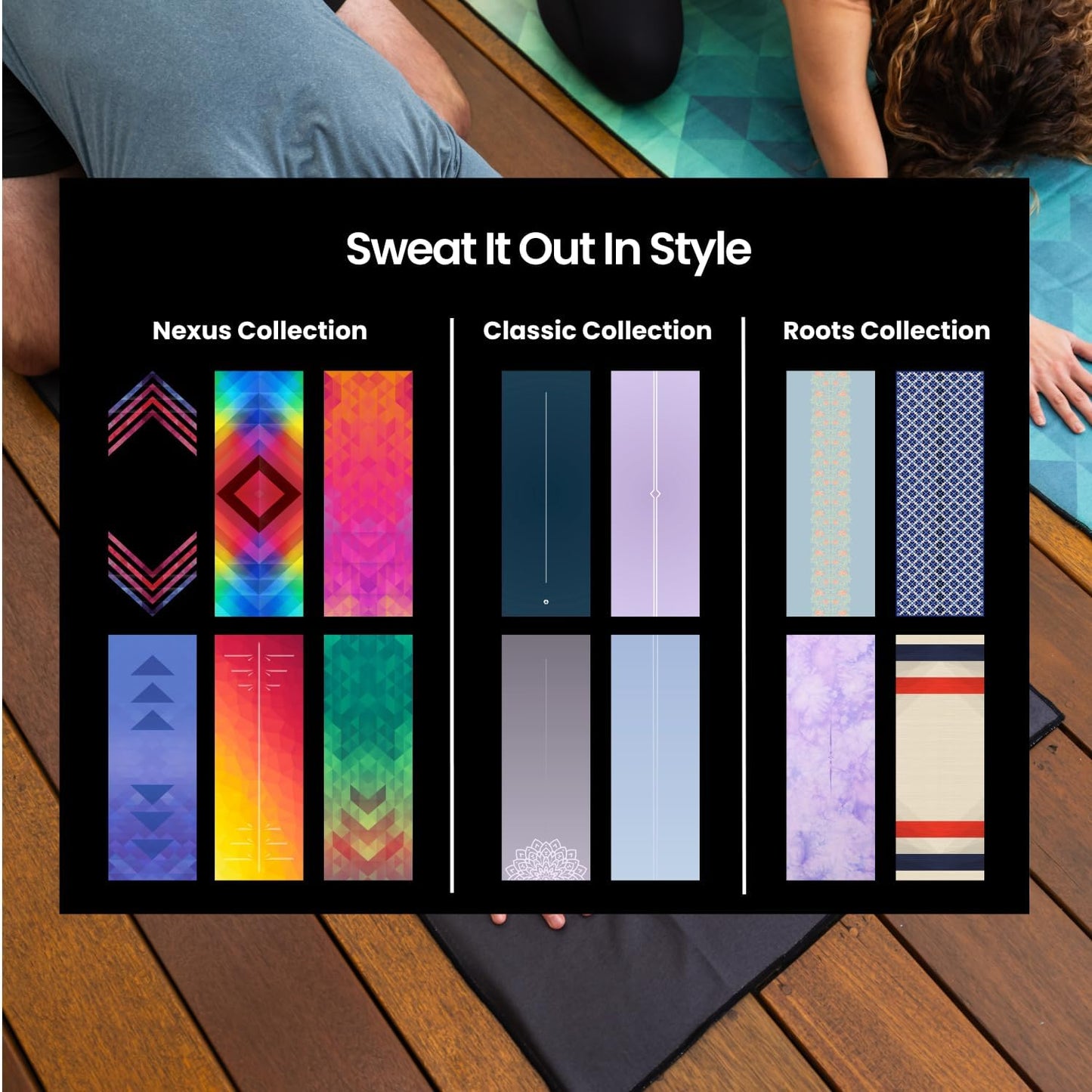 Yoga Grip Yoga Towel - Non Slip Hot Yoga Mat Towel With Corner Pockets, No-Skid Grip, and Built-in Alignment Lines | Soft, Moisture Wicking, and Sweat Absorbent | No Bunching, Stays in Place 72" x 25"