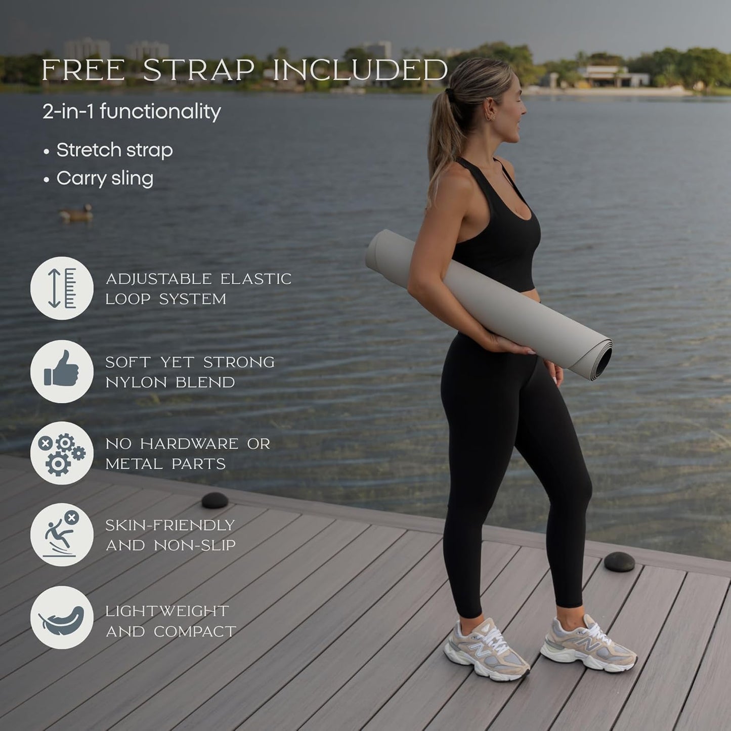 FFLLOOWW Premium Non Slip PU Yoga Mat 72.8” x 26.8” 4.5mm – Eco Friendly Natural Rubber Exercise Mat for Hot Yoga, Pilates & Home Workout with Carry Strap