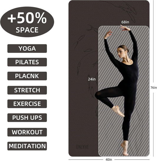 Extra Wide Thick Yoga Mat for Women and Men 76"x 40"x 10mm TPE Exercise Mat, Large-sized Non-slip Gym Yoga Mat,Workout mat,Pilates