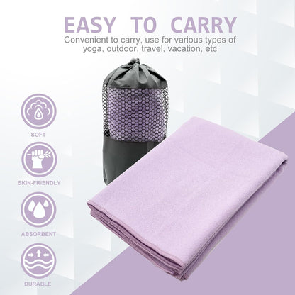 Eunzel 2 Pack Hot Yoga Towel with Grip Dot, Non Slip Yoga Mat Towe Sweat Absorbent Towel for Hot Yoga,Bikram, Pilates and Fitness 72" x 24", Pink