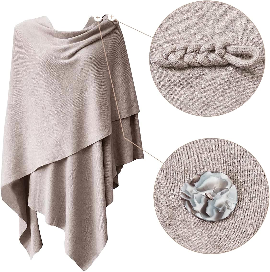 PULI Womens Large Cross Front Poncho Sweater Wrap Topper Knitted Elegant Shawls Cape for Fall Winter