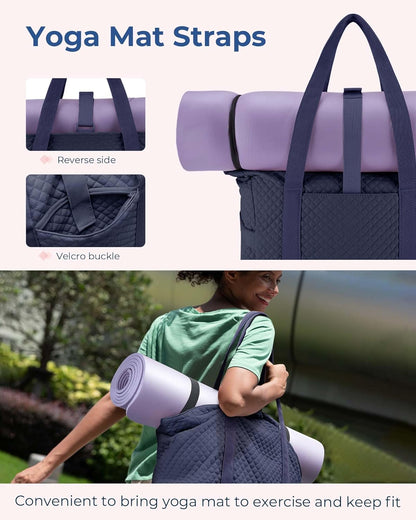 BAGSMART Crush Tote Bag for Women, 20L Puffer Work Tote with Zipper, Travel Essentials Quilted Nurse Hospital Bag