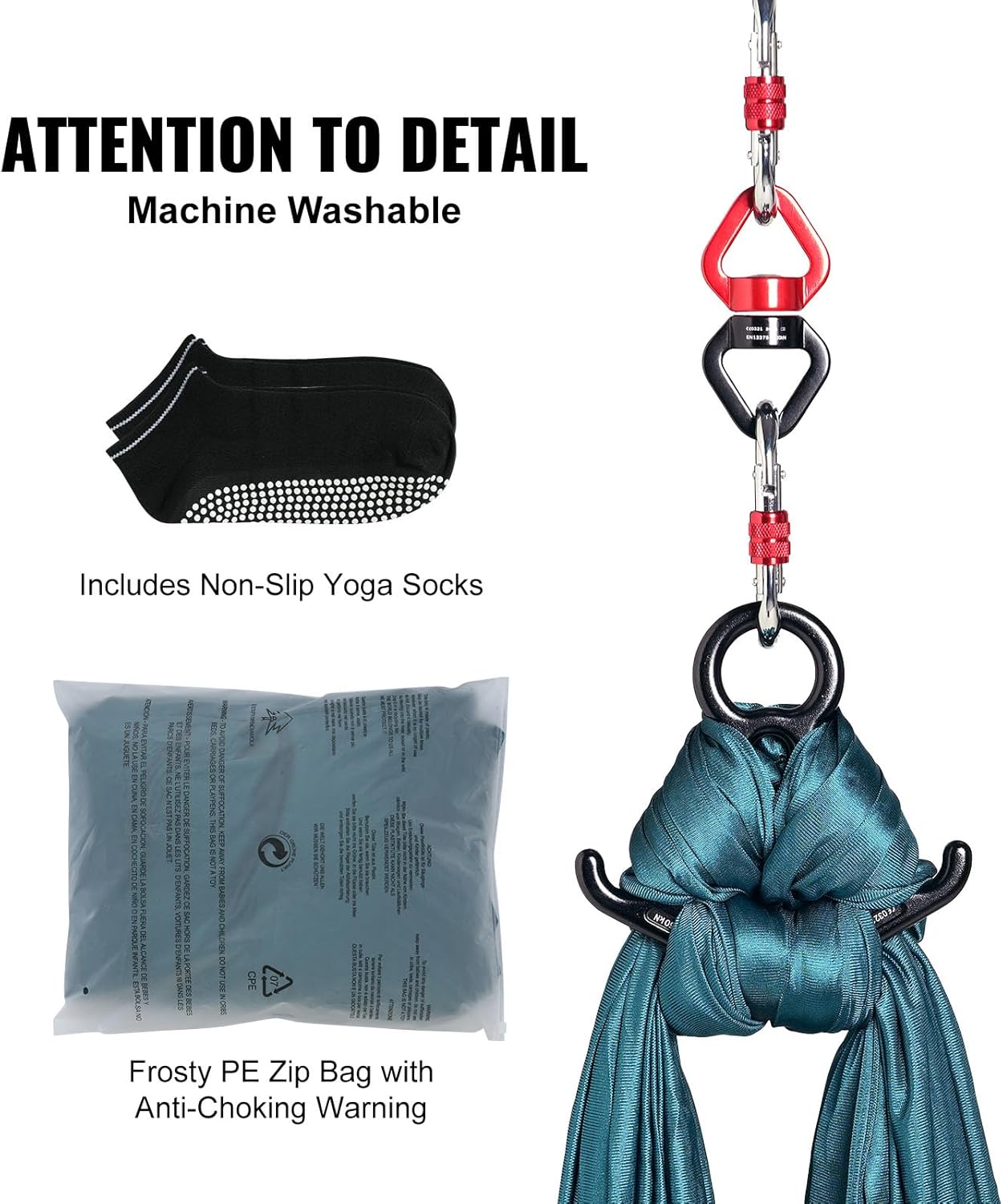 VEVOR Aerial Silk & Yoga Swing, Aerial Yoga Hammock Kit with 100gsm Nylon Fabric, Full Rigging Hardware & Easy Set-up Guide, Antigravity Flying for All Levels Fitness Bodybuilding