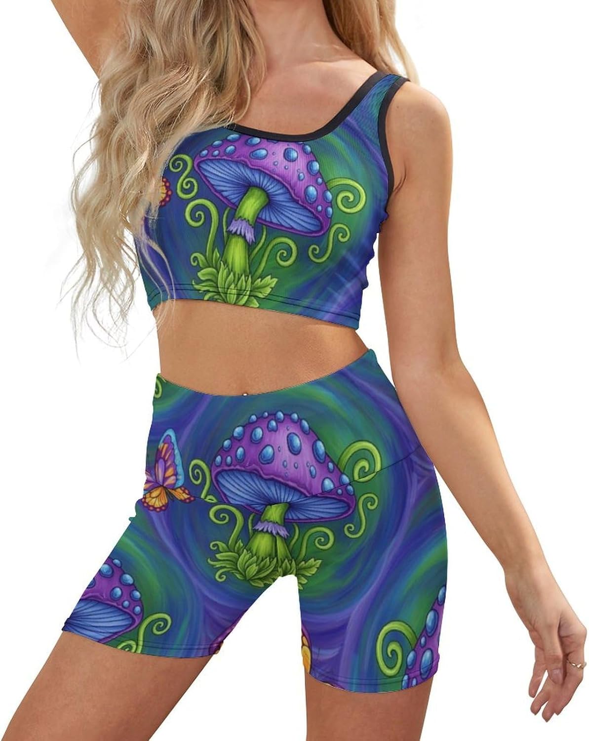 Women's Ribbed Workout Outfits, Seamless Tank and High Waist Shorts
