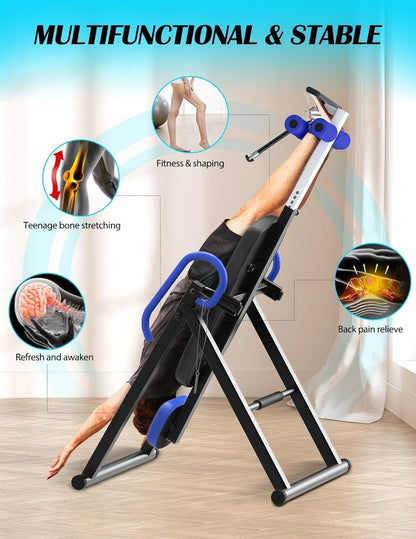 YOLEO Gravity Inversion Table for Back Pain Relief 2026 New Inversion Table w/Lumbar Support Easy to Assemble Back Stretcher Machine 300 lbs
