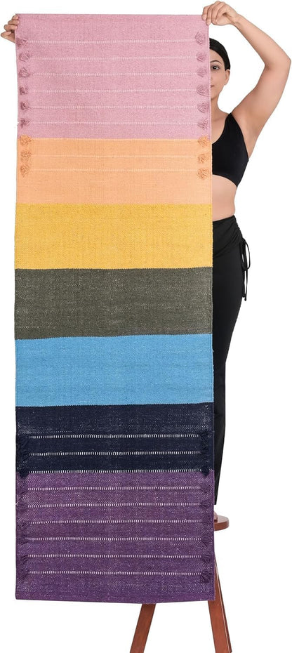 Silak Handmade Organic Cotton Yoga Mat Cotton Exercise Rug – Handwoven, Absorbent & Hand Washable Fitness Mat Ideal for Yoga, Workouts and Meditation