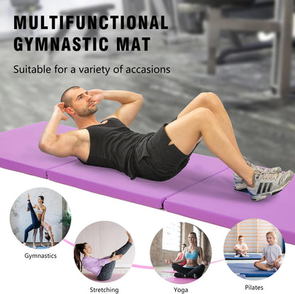 Gymnastics Tumbling Mat Portable Gymnastics Mat Foldable Tumbling Mat 2ft W 6ft L/4ft W 6ft L/4ft W 8ft L/4ft W 10ft Exercise Mat Yoga Mat with Carrying Handles for Yoga Gymnastics