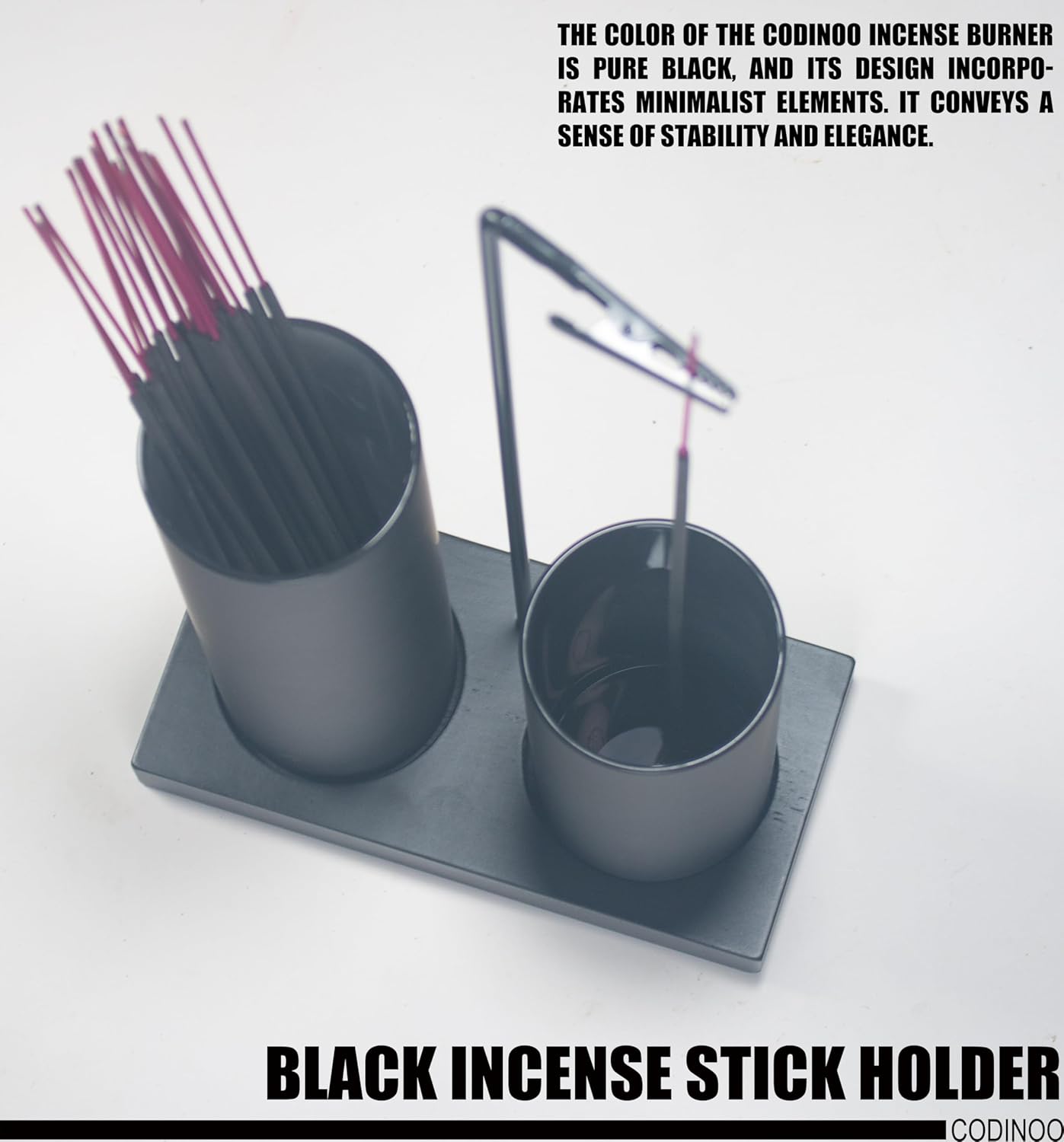 2 in 1 Incense Holder for Sticks Incense Burner Holder with Storage,Glass Upside Down Incense Holder for Sticks with Glass Ash Catcher for Meditation Yoga Spa Room Home Decor[Black]