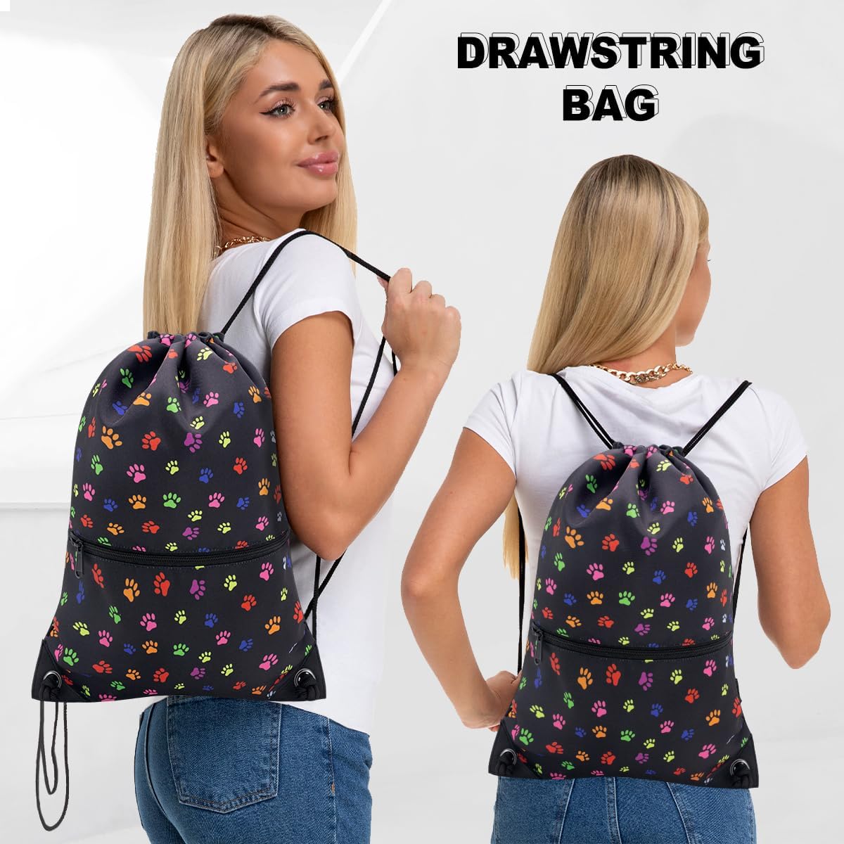 HOLYLUCK Drawstring Backpack Bag Sport Gym Sackpack - Colors B