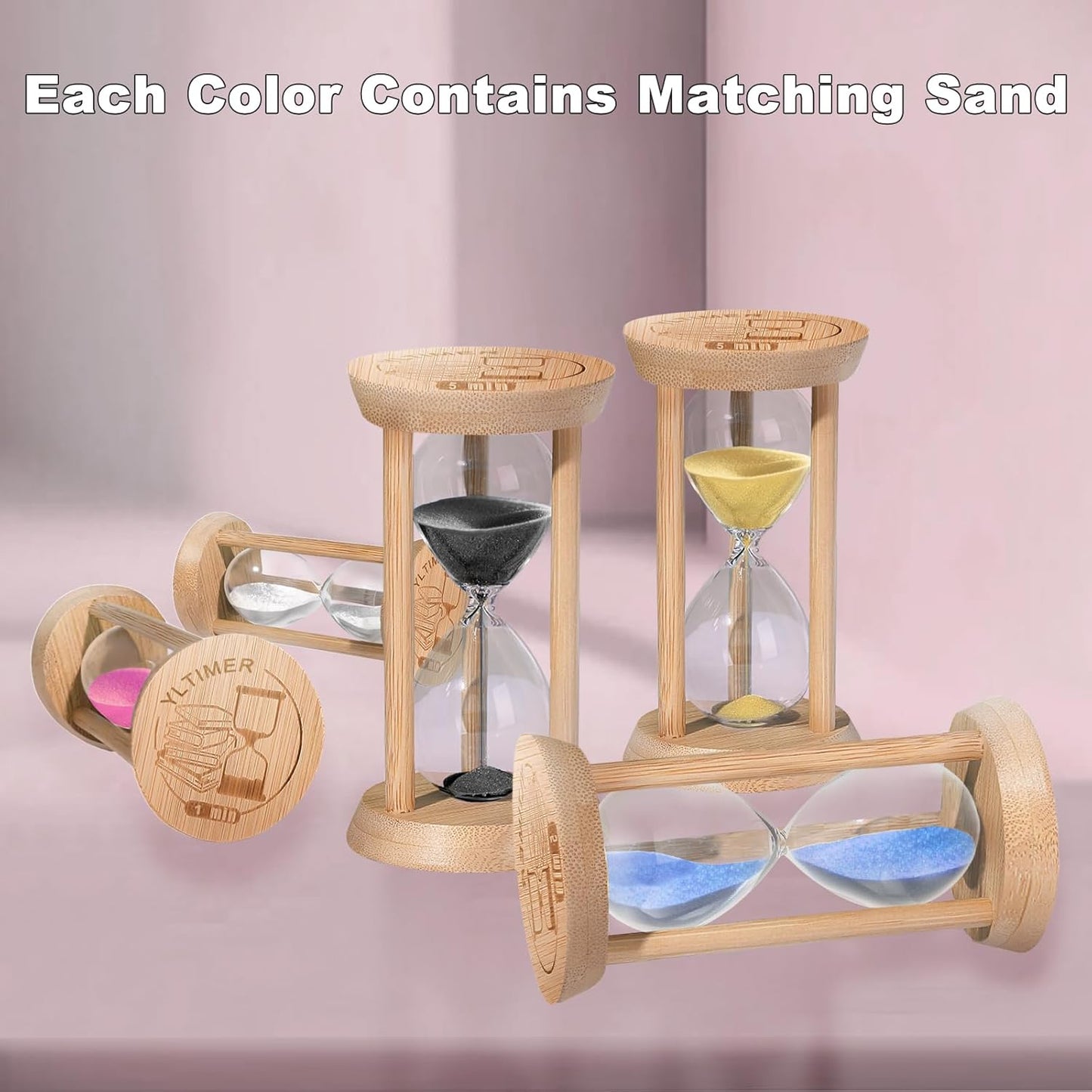 20 Minute Wooden Sand Timers,Large Bamboo Gold Sand Hourglass for Productivity, Meditation & Decor, 20 Min Reloj De Arena Sand Watch for Kitchen, Office, Game, Classroom, Yoga