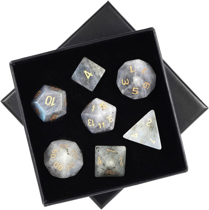 mookaitedecor 7 PCS Blue Howlite Turquoise Crystal Polyhedral DND Dice Set, Polished Tumbled Stones Dices for RPG MTG Table Games Home Decoration