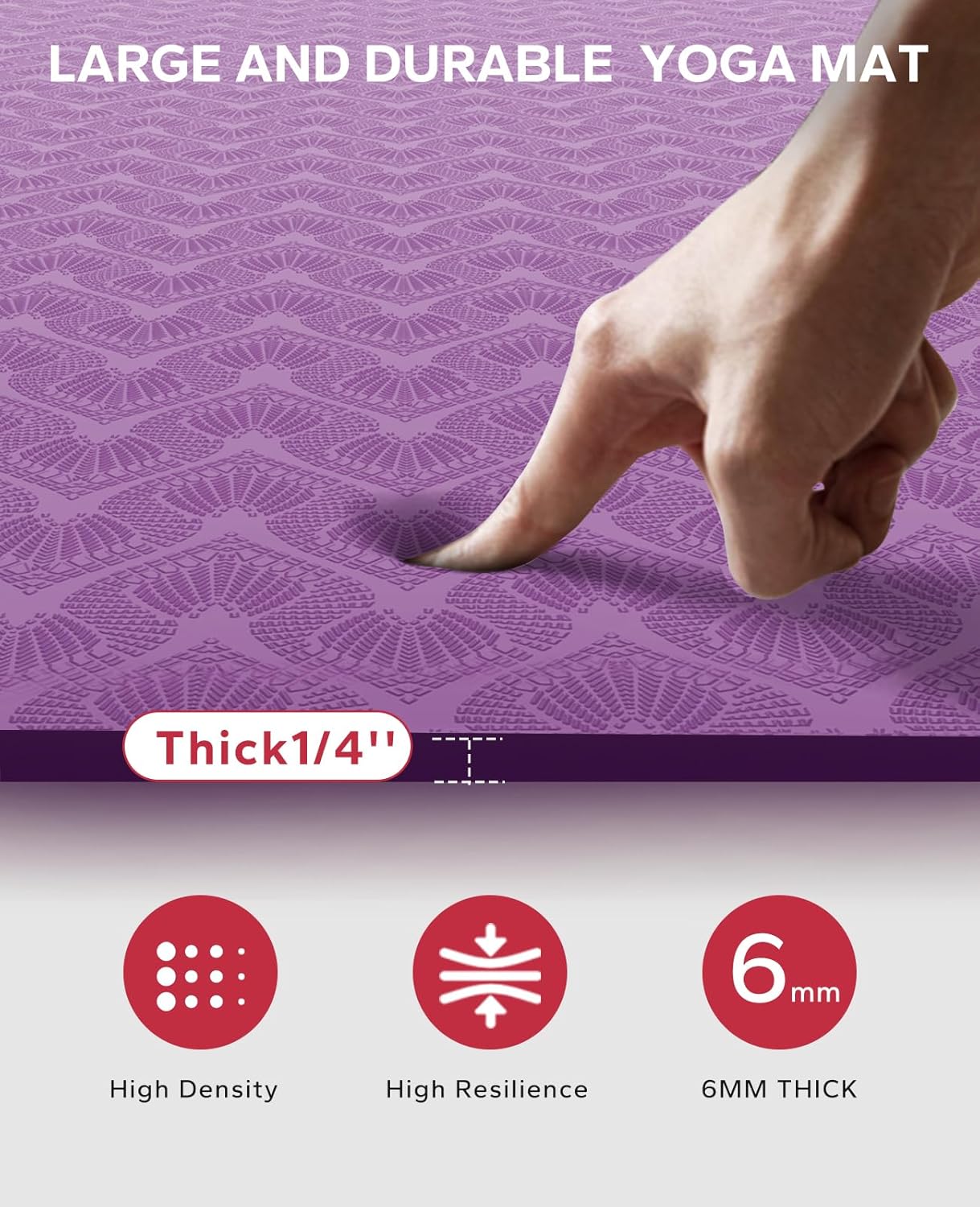 HAPBEAR Extra Large Yoga Mat - 72"x48"/78"x54", 1/4" & 1/3" Thick, Non-Slip, Durable, Eco-Friendly, Wide Exercise Mat for Home Workouts, Yoga, Pilates, Stretching, Meditation (Barefoot Exercise)