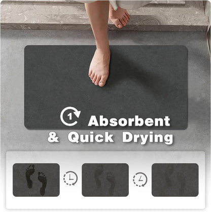 TYUU Bath Mat, Bathroom Rugs Non Slip Washable Thin Absorbent Quick Dry Bath Mat Fits Under Door Bathroom Floor Mat Perfect for Bath, Shower, or Sink 24"x36" Dark Grey