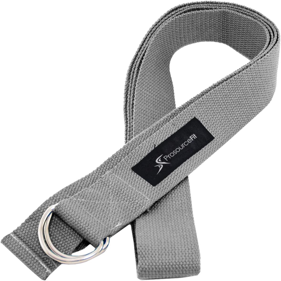 ProsourceFit Metal D-Ring Yoga Strap 8’ Durable Cotton for Stretching and Flexibility