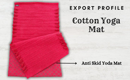 Indian Handmade100 % Organic Anti Skid Multi Colour Cotton Yoga Mat - Eco-Friendly Hand-Woven Rug - Non-Slip & Thick (24”x72”x5mm) for Hot yoga & Everyday Fitness at Home - Comfortable & Foldable Extra-Long Mat