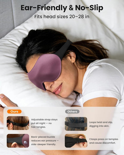 3 Pack Sleep Masks for Side Sleepers, True Blackout 3D Eye Mask for Sleeping, Zero Eye Pressure, Lash-Friendly, Adjustable Soft Eye Cover for Women Men, Travel Night Blindfold