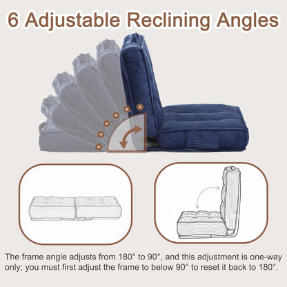 Adjustable Floor Chair with Back Support, 6-Position, Folding Japanese Meditation Tatami Chair, Comfy Gaming Chairs for Adults, Accent Sofa Reading Chairs, Living Room, Bedroom, Coffee