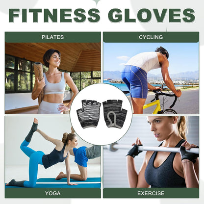Yoga Gloves, Non Slip Fingerless Pilates Gloves Breathable Exercise Workout Mittens