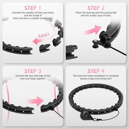 JLoibao Weighted Hula Circle with 26/32 Links(56-66 Inch) for Adults Weight Loss, Infinity Fitness Hoop Plus Size, for Women Smart Exercise Equipment