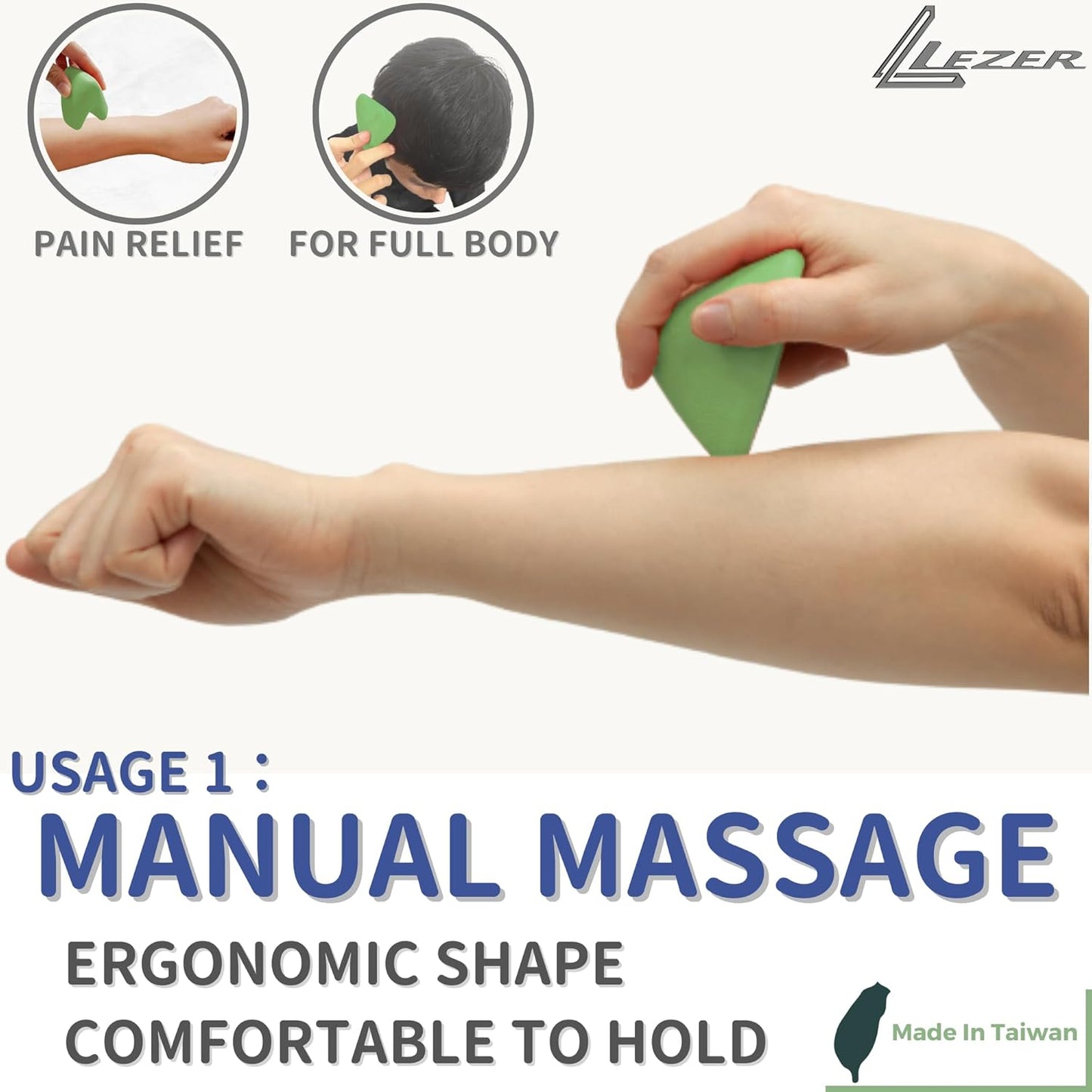 LEZER Trigger Massage Point, Manual Massage Ball, Muscle Knots Relief Tool, Myofascial Release, Physical Therapy, Deep Tissue Back Massage, Plantar Fasciitis, 2.9 in x 2.1 in (Blue)