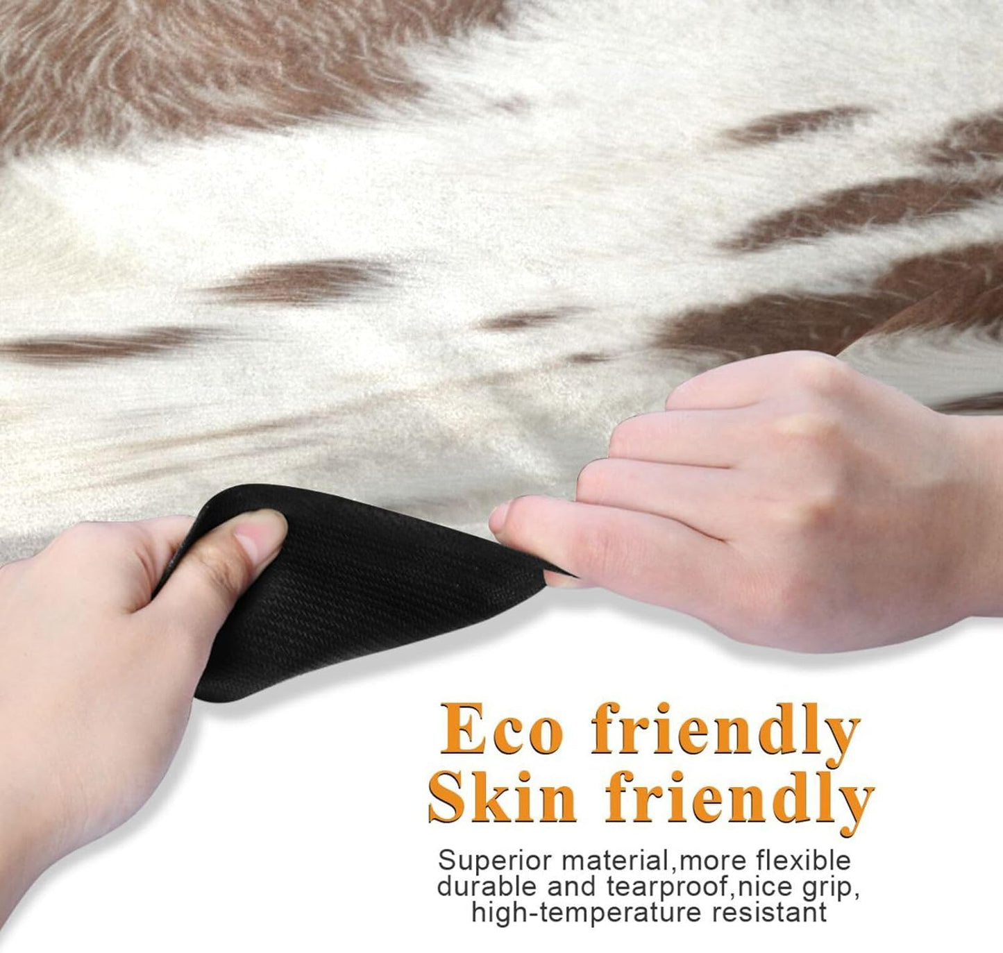 White Brown Print Cow Yoga Mat,Non Slip Exercise & Fitness Mat Folding Waterproof Yoga Mat for Yoga, Pilates, Stretching,71 x 26 Inch Come with Storage Bag