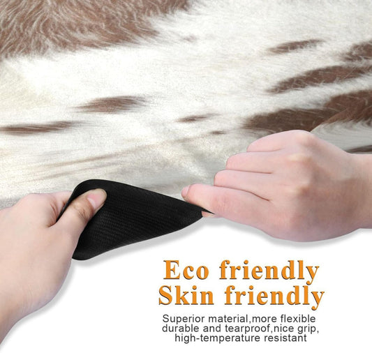 White Brown Print Cow Yoga Mat,Non Slip Exercise & Fitness Mat Folding Waterproof Yoga Mat for Yoga, Pilates, Stretching,71 x 26 Inch Come with Storage Bag
