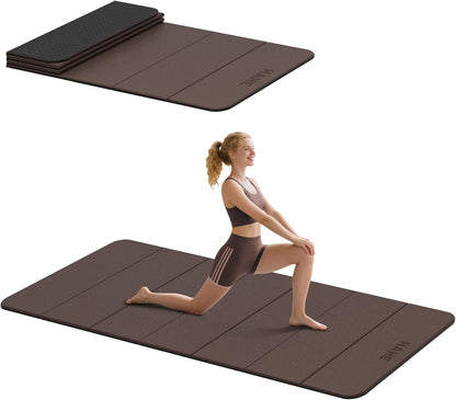 HAHE Foldable Yoga Exercise Mat, 74"Lx32"Wx1/3"Thick, TPE Multi-purpose Workout Mats with Non-slip Surface, Portable for Yoga/Pilates/Studio/Home Gym