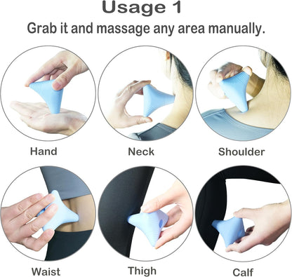 Trigger Point Massage Ball, Manual Massager Tool for Muscle Knot Deep Tissue Relief Myofascial Release Physical Therapy Hip Flexor Iliacus Psoas Hand Foot Back. 2.8×2.9” (Blue)