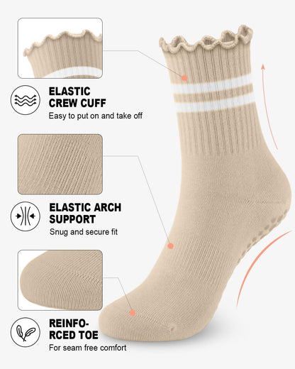 3/6 Pairs Grip Pilates Socks for Women, Non-slip Yoga Athletic Socks for Barre Ballet Barefoot Workout Hospital