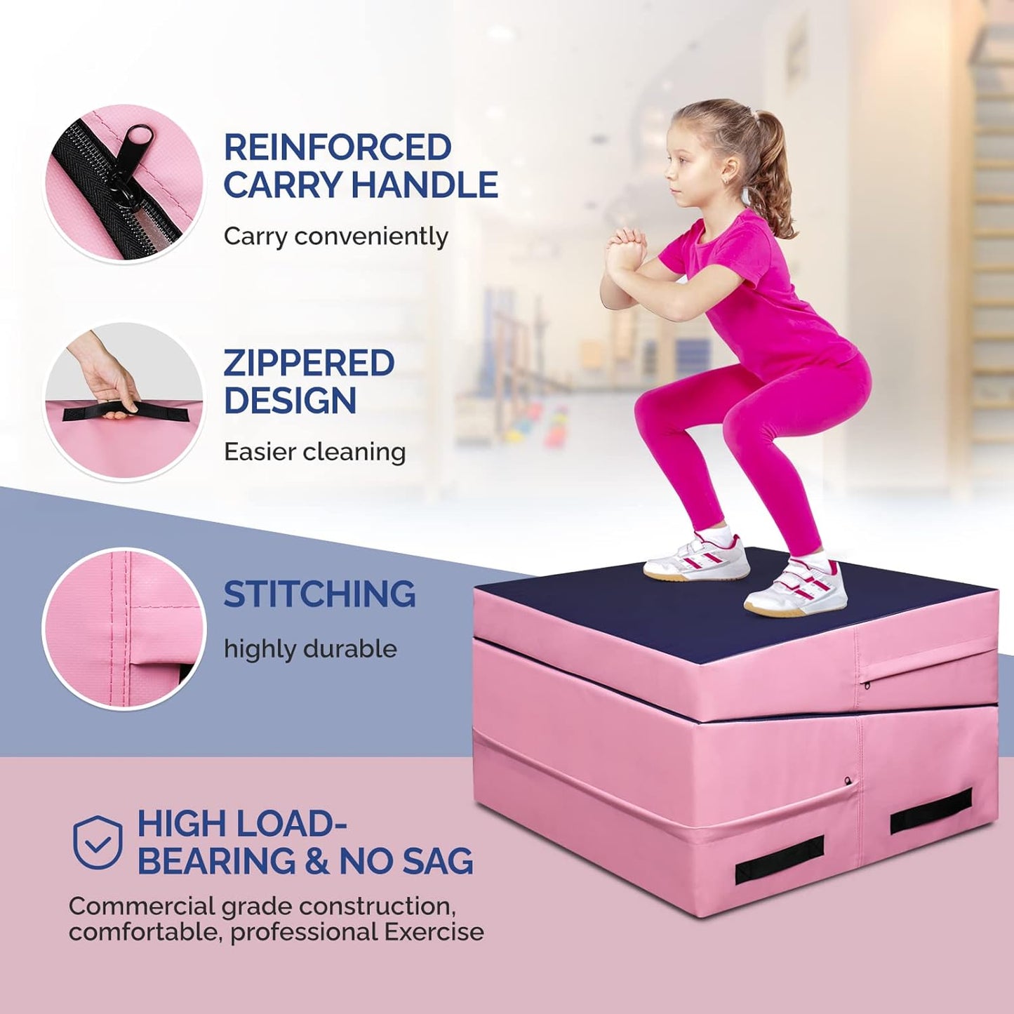 Matladin 48"x24"x14" Tumbling Mat - Folding Gymnastics Cheese Wedge Mat for Kids, Girls Home Training