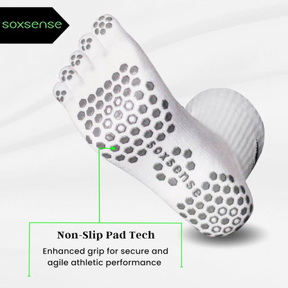 Soxsense Multi-Pack Sports Grip Toe Socks with Cushion, Non-Slip Finger Socks for Pilates, Home Gym, Soccer, basketball