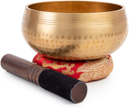 Tibetan Singing Bowl Set - Easy To Play for Beginners - Authentic Handcrafted Mindfulness Meditation Holistic Sound 7 Chakra Healing Gift by Himalayan Bazaar (5")