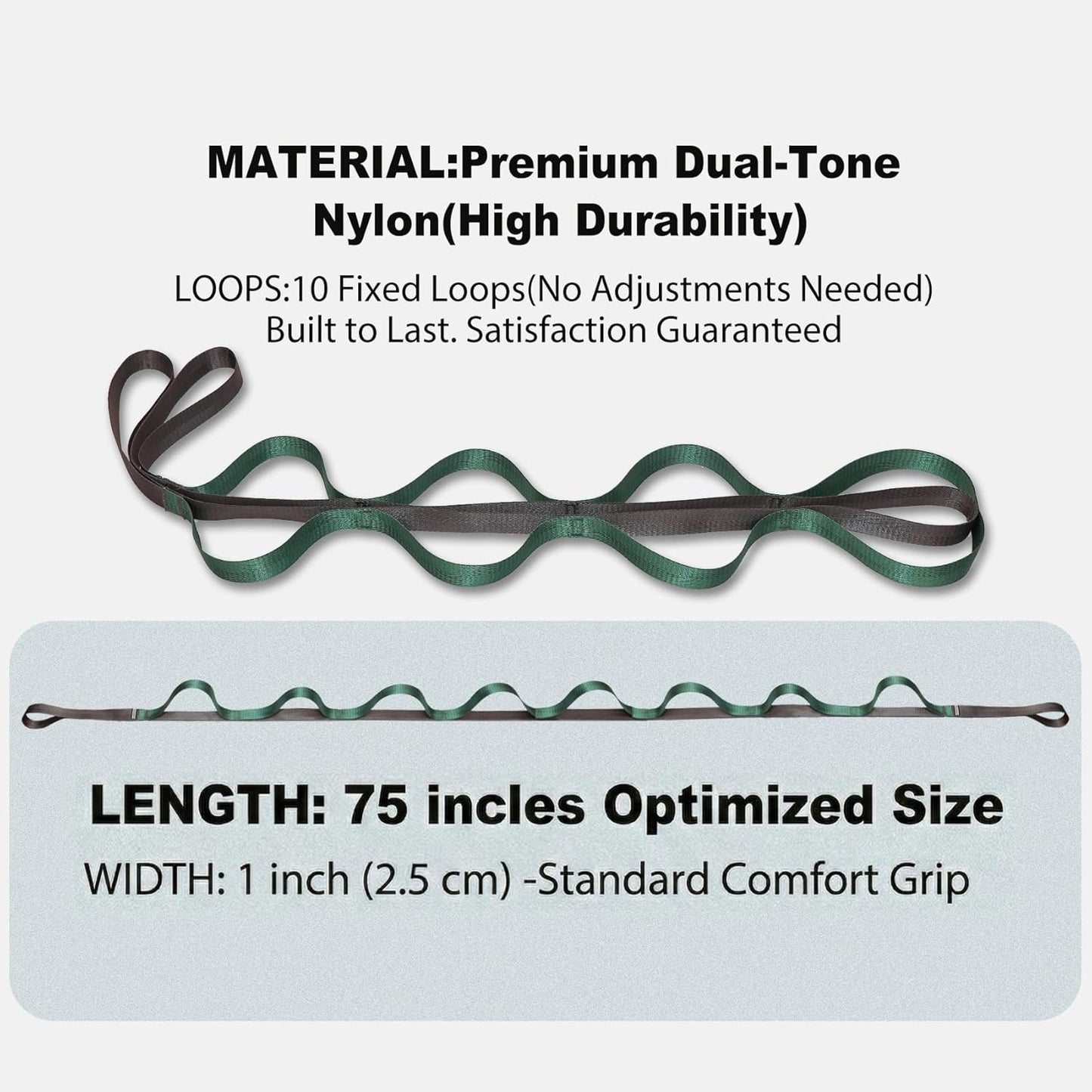 Acozycoo Stretching Strap with Loops for Physical Therapy,Yoga Strap for Stretching,Home Workout,Pilate & Flexibility Training,Non-Elastic Exercise Stretch Band for Hamstring,Leg Stretcher Belt,Flexibility Fascia