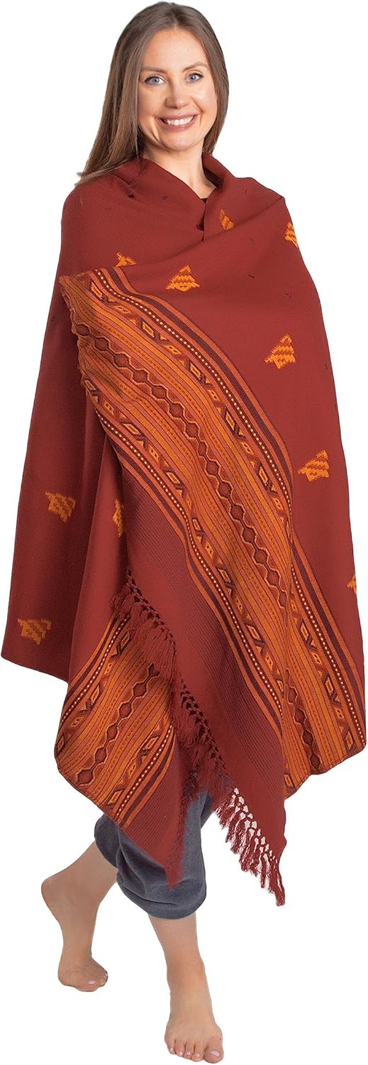 Exotic Vegan Meditation Shawl - Large Unisex Prayer Wrap, Oversize Scarf & Versatile Indian Style Blanket