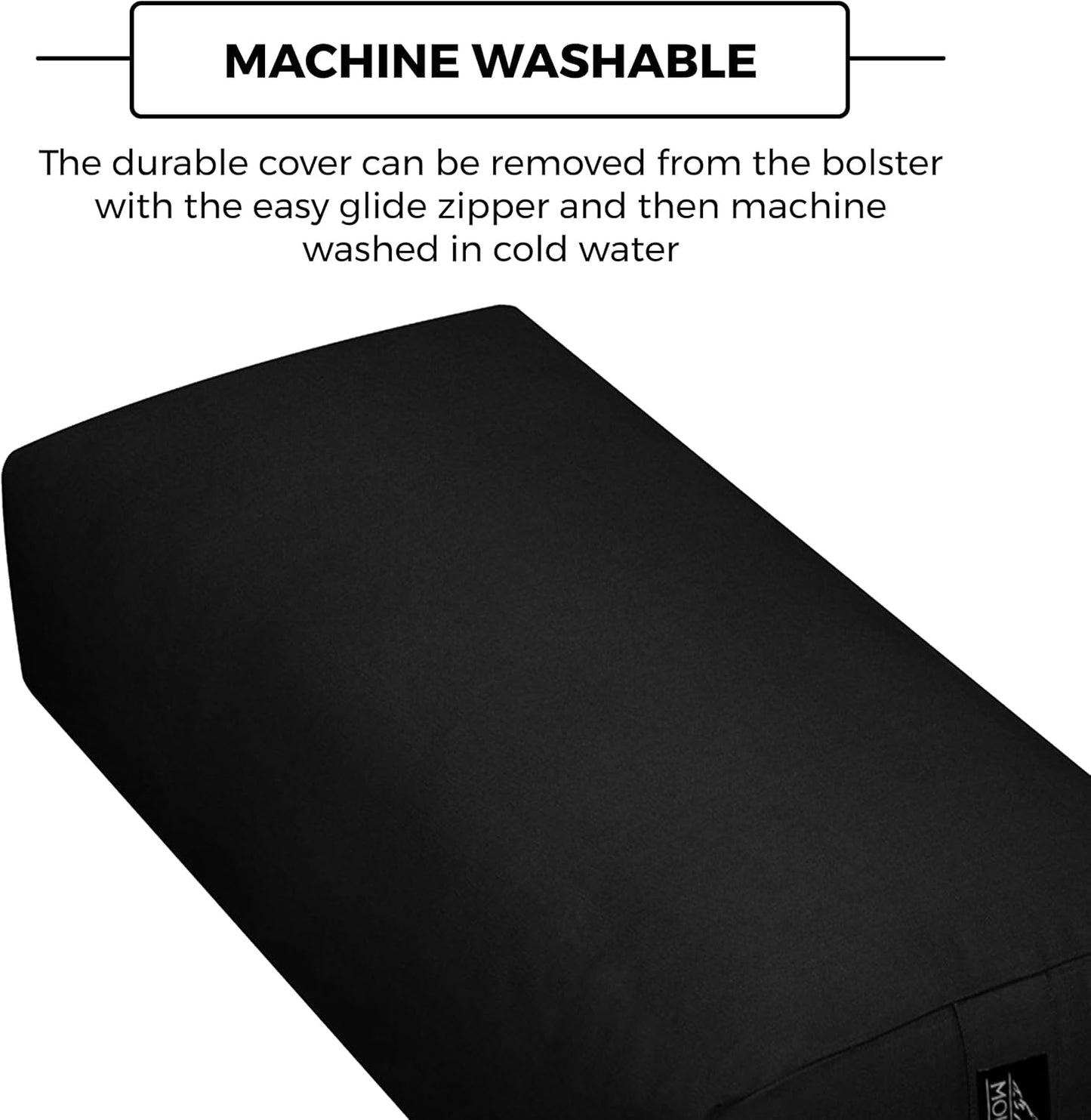 Mount Adams Rectangular Yoga Bolster for Restorative Yoga, 24" x 10" x 5", 6 lbs, 100% Cotton Rectangular Pillow with Handles, Dense, Firm Yoga Pillow and Cushion for Home or Studio