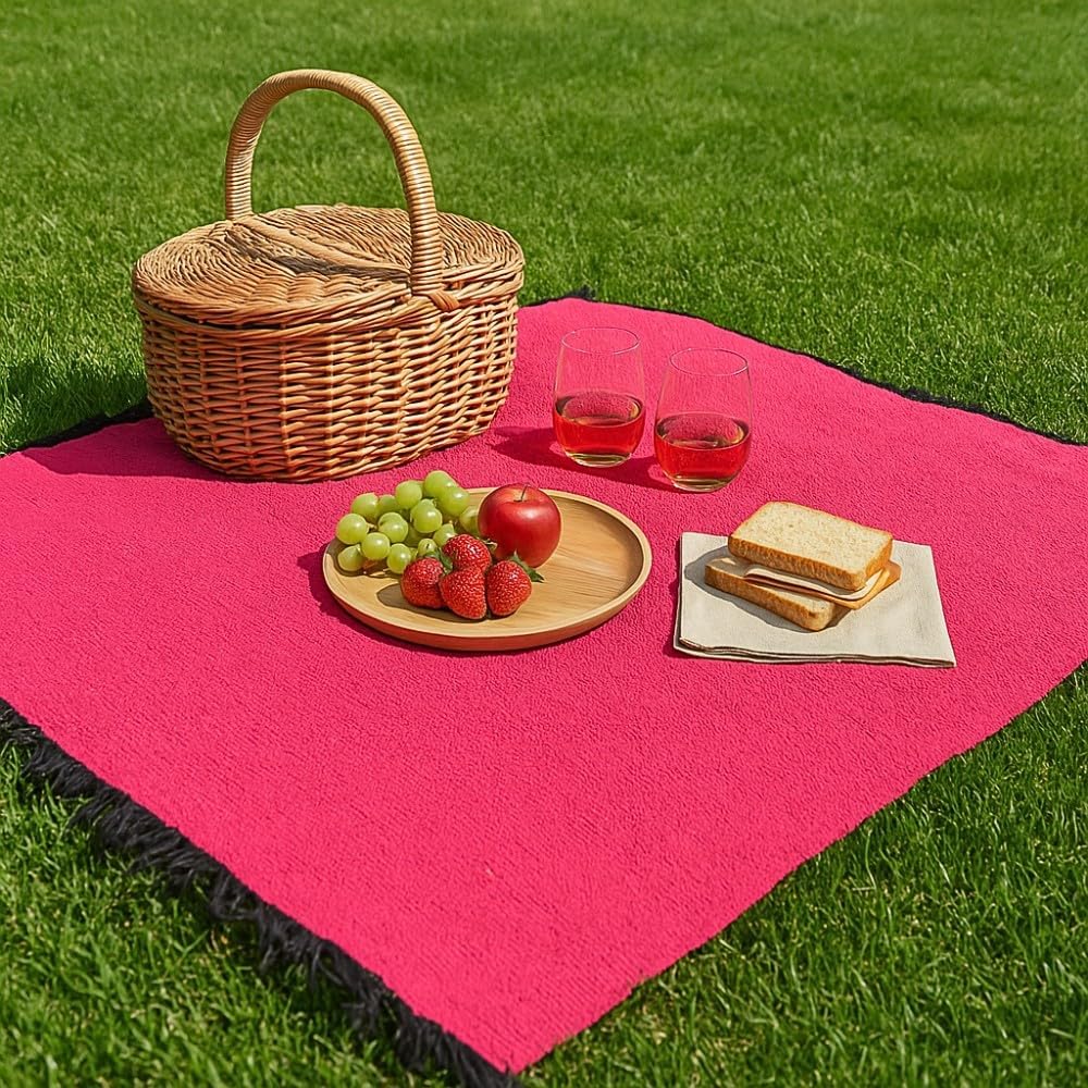 Open Road Goods Solid Color Mexican Yoga Blanket – Large Handwoven Throw for Yoga, Beach, Camping or Home – Soft and Durable Cotton Blend