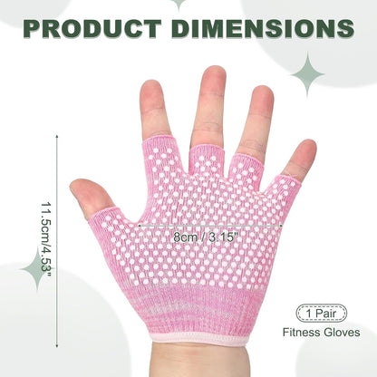 Yoga Gloves, Non Slip Fingerless Pilates Gloves Breathable Exercise Workout Mittens