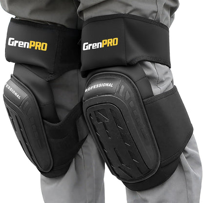 GRENPRO Professional Knee Pads for Work,Heavy Duty Thick Foam Knee Pads Tools, Knee Pad with Soft Gel Cushion for Construction, Work, Flooring, Gardening, Cleaning, Tiling,Gray