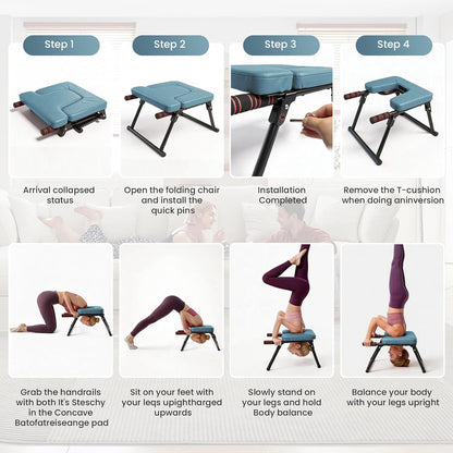 Yoga Headstand Bench, Stand Yoga Chair for Balance Training, Core Strength Building, Upside Down Chair for Relaxation, Handstand Trainer Inversion Chair for Home Gym