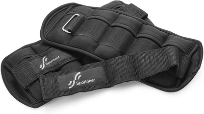Sportneer Adjustable Ankle Weights Set - 1 Pair (2-10 lbs) Removable Sandbags for Women & Men, Comfortable Neoprene Leg Weights for Walking, Running, Pilates, Yoga, Home Workout & Physical Therapy