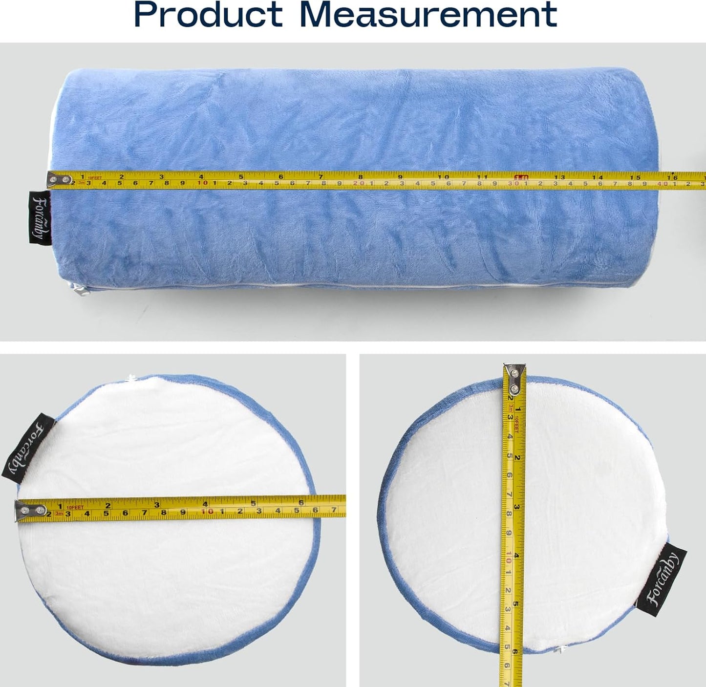 Neck Roll Pillow, Memory Foam Neck Support Pillows, Round Neck Pillows, Cylinder Bolster Pillows for Bed, Couch, and Yoga, Removable Washable Cover,18 * 4.1 * 4.1inch (Cool-Blue)