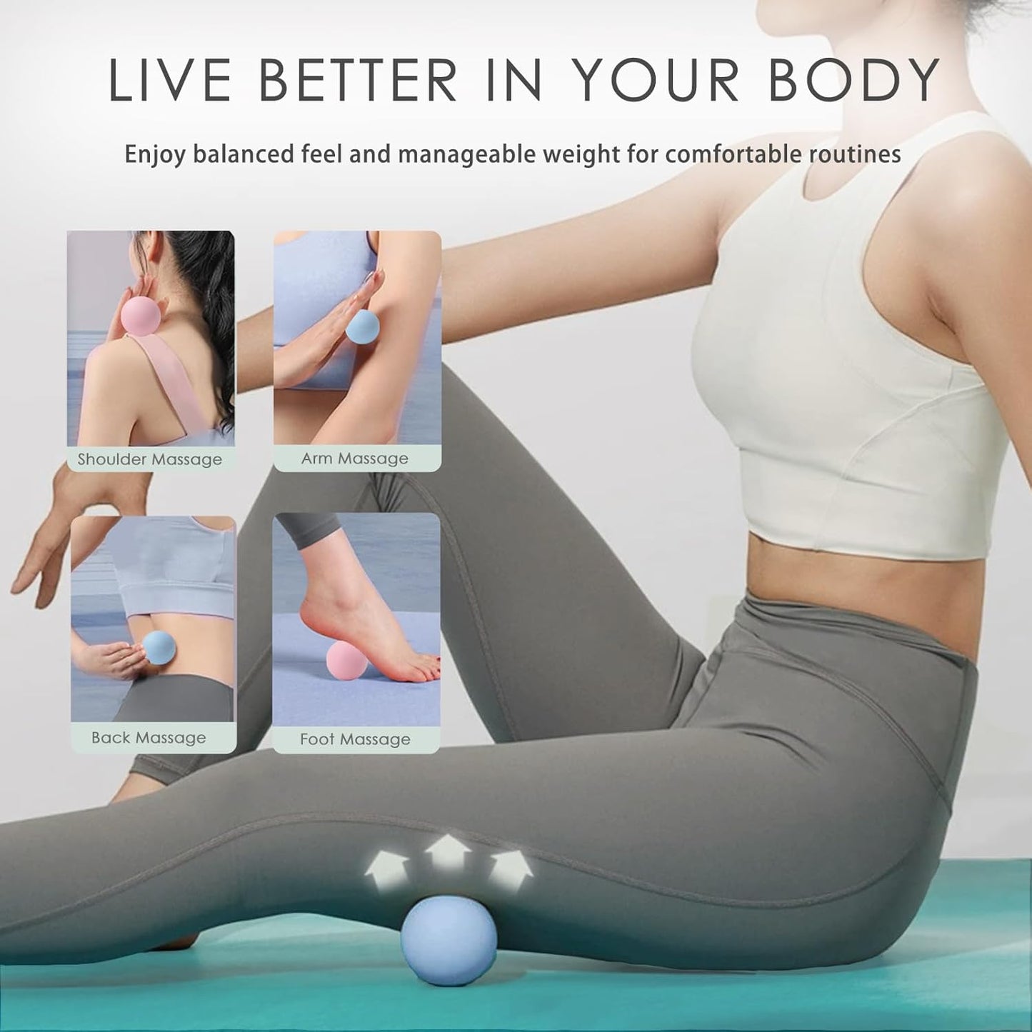 JIEJUNJI Massage Balls Set for Deep Tissue Muscle Relief, Trigger Point & Myofascial Release, Full Body Use for Back, Neck, Shoulder, Foot & Hip (Peanut Ball Set)
