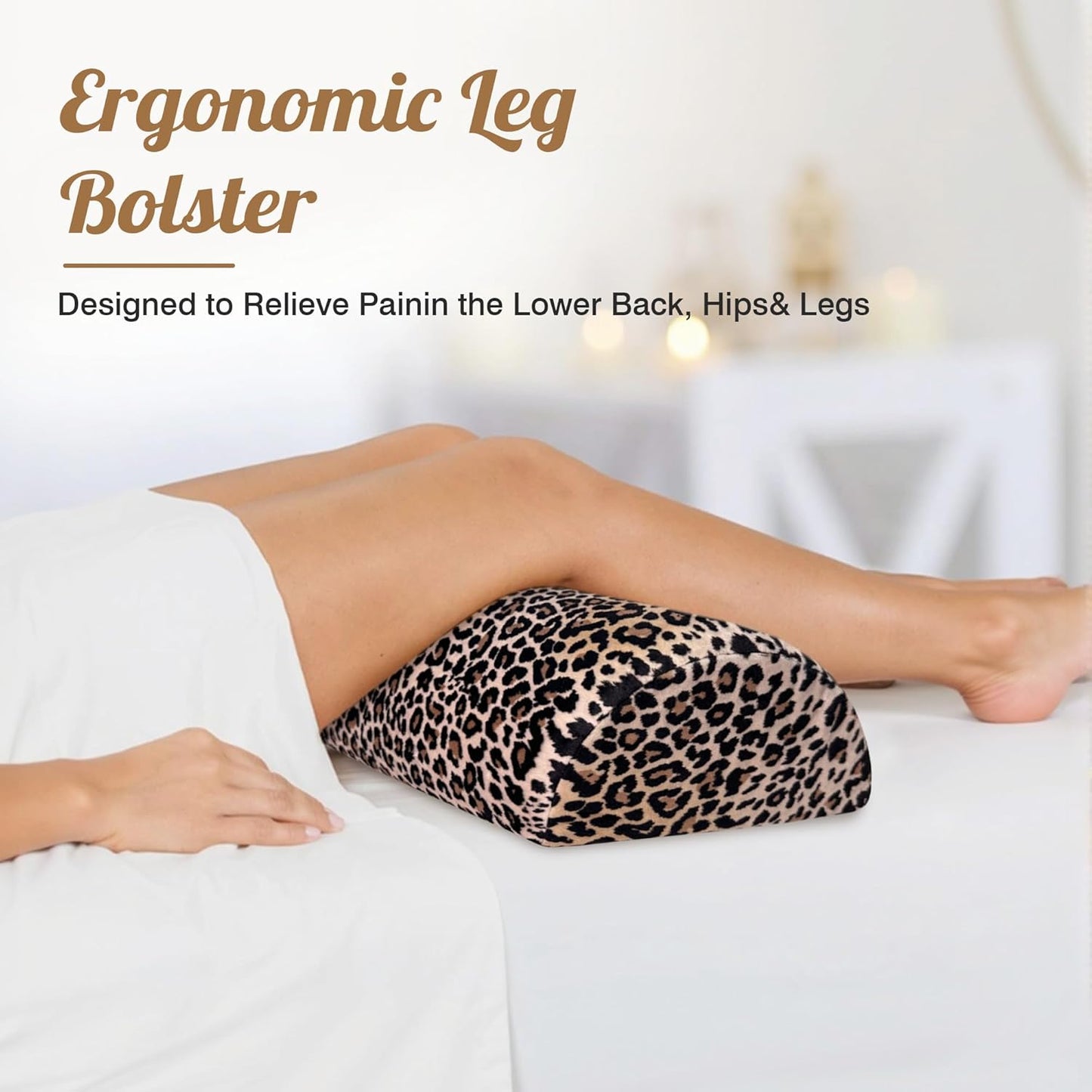 Knee Pillow for Back Sleeping – Half Moon Bolster Pillow for Under Knee While Sleeping Support, Leg & Back Pain Relief (21.5x9x5 Inches)