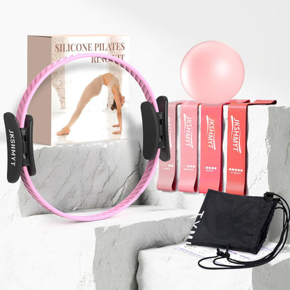 JKSHMYT Pilates Ring Fitness Circle for Women, Pilates Equipment – 14.5" Home Magic Exercise Workout, Better me Pilates Essentials Starter Set for Beginners Toning Shape Full Body